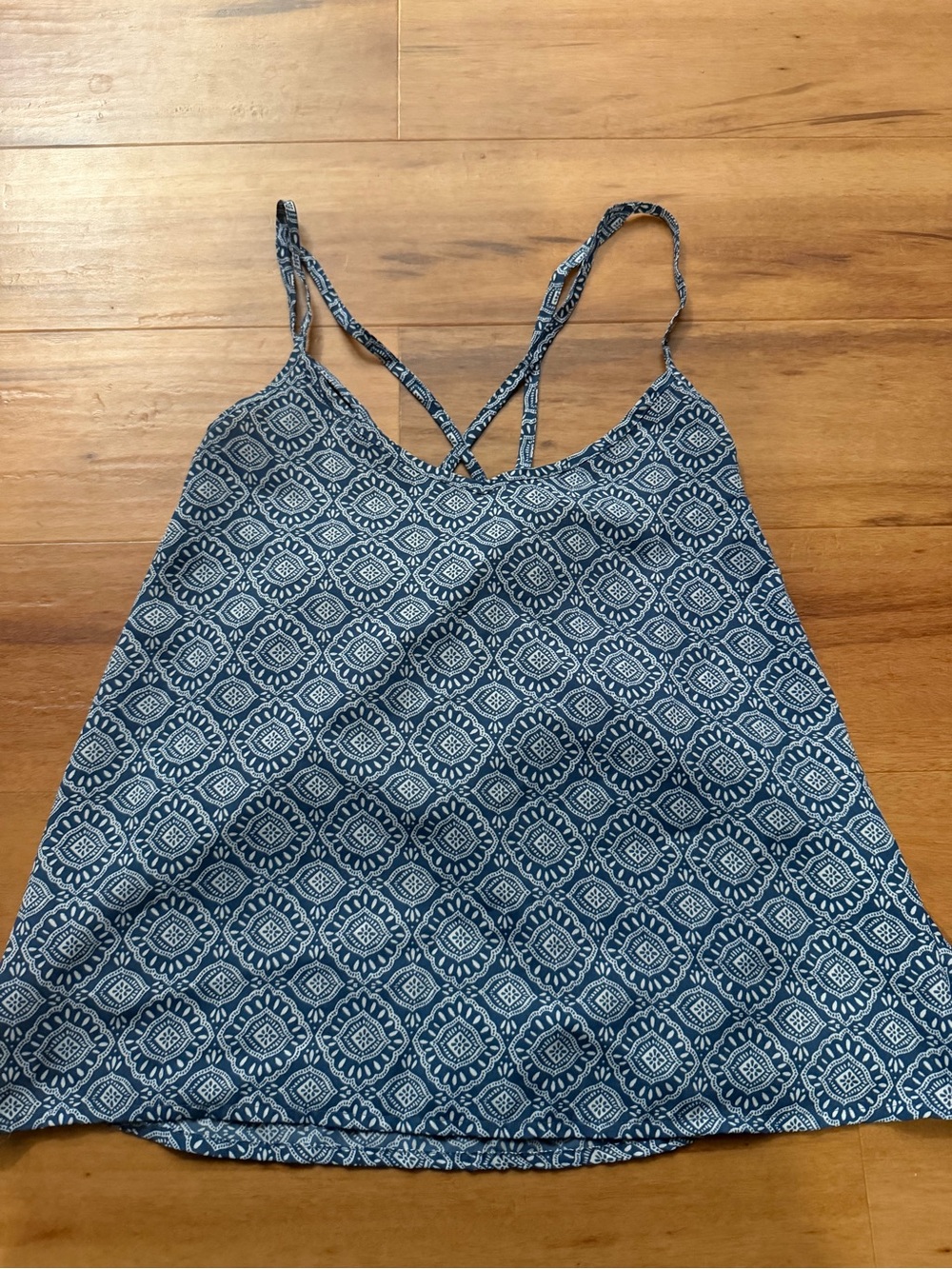 Hollister Blue Printed Crisscross Strap Tank